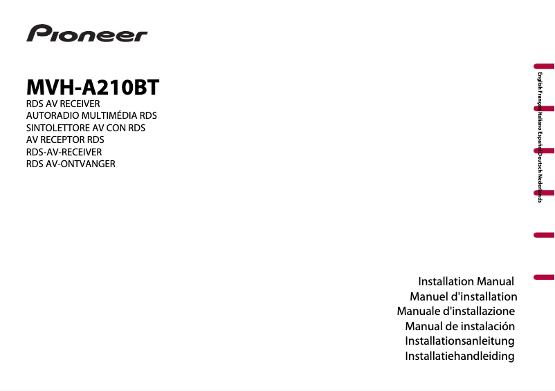 Page 1 of the manual User Manual Pioneer MVH-A210BT