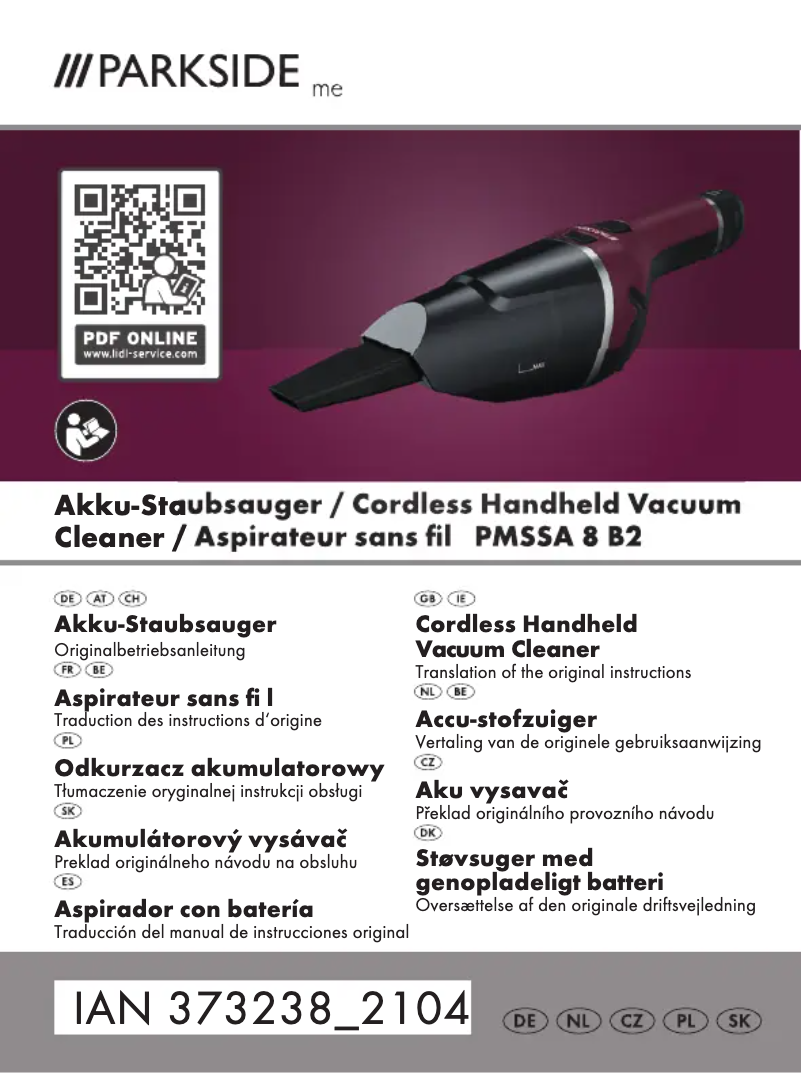 First page image of the manual for PMSSA 8 B2