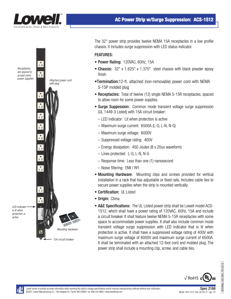 First page image of the manual for ACS-1512