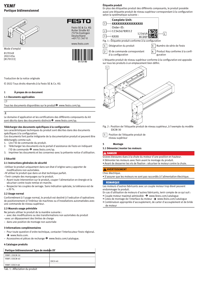First page image of the manual for YXMF-3