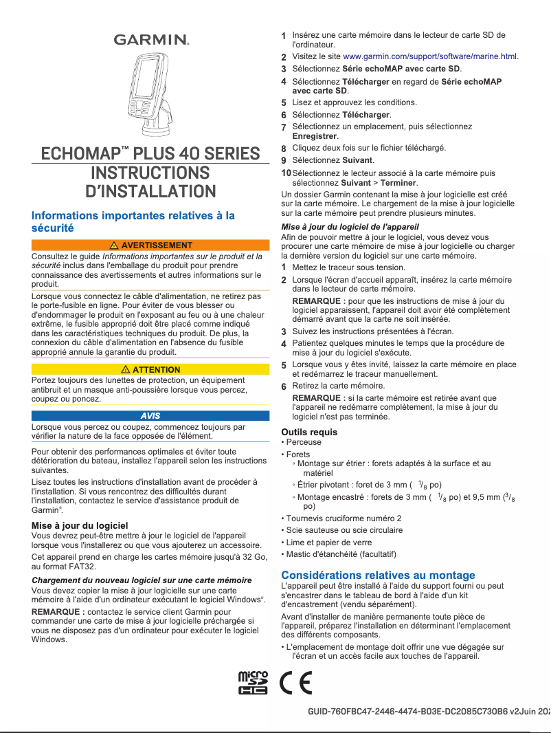 Page 1 of the manual Installation Guide Garmin echoMAP Plus 43cv