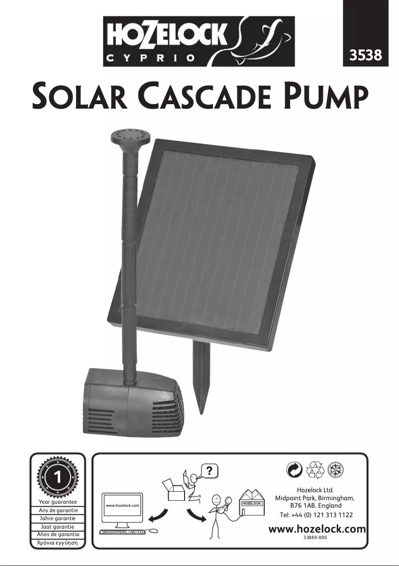 Page 1 de la notice Manuel utilisateur Hozelock Solar Cascade Pump 3538