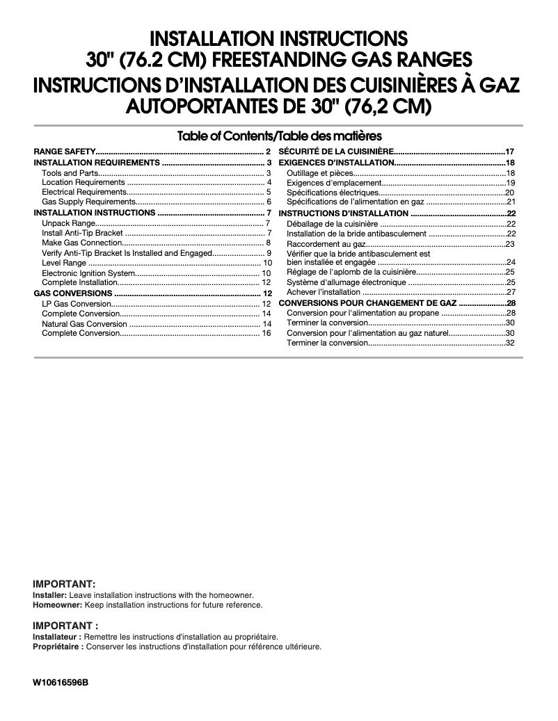 Page 1 of the manual Instructions / Assembly Whirlpool WFG505M0BW
