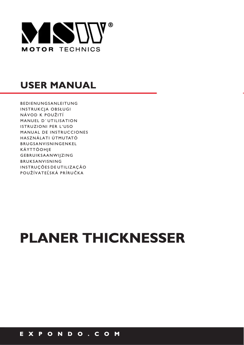 First page image of the manual for MSW-WOBD-1500L