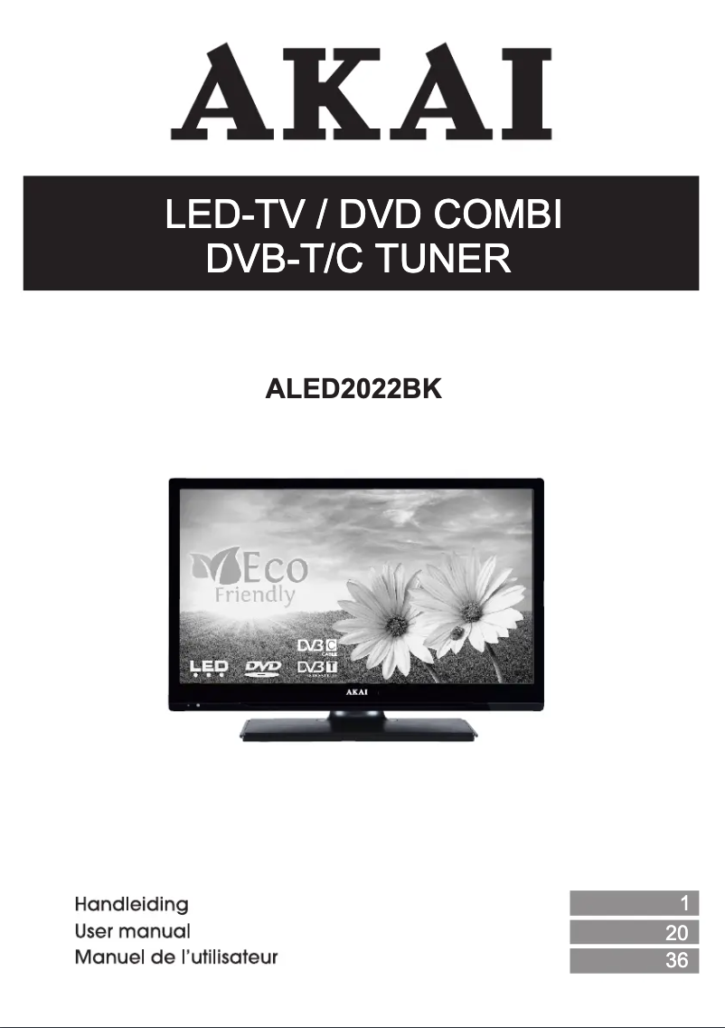 Page 1 of the manual User Manual AKAI ALED2022BK