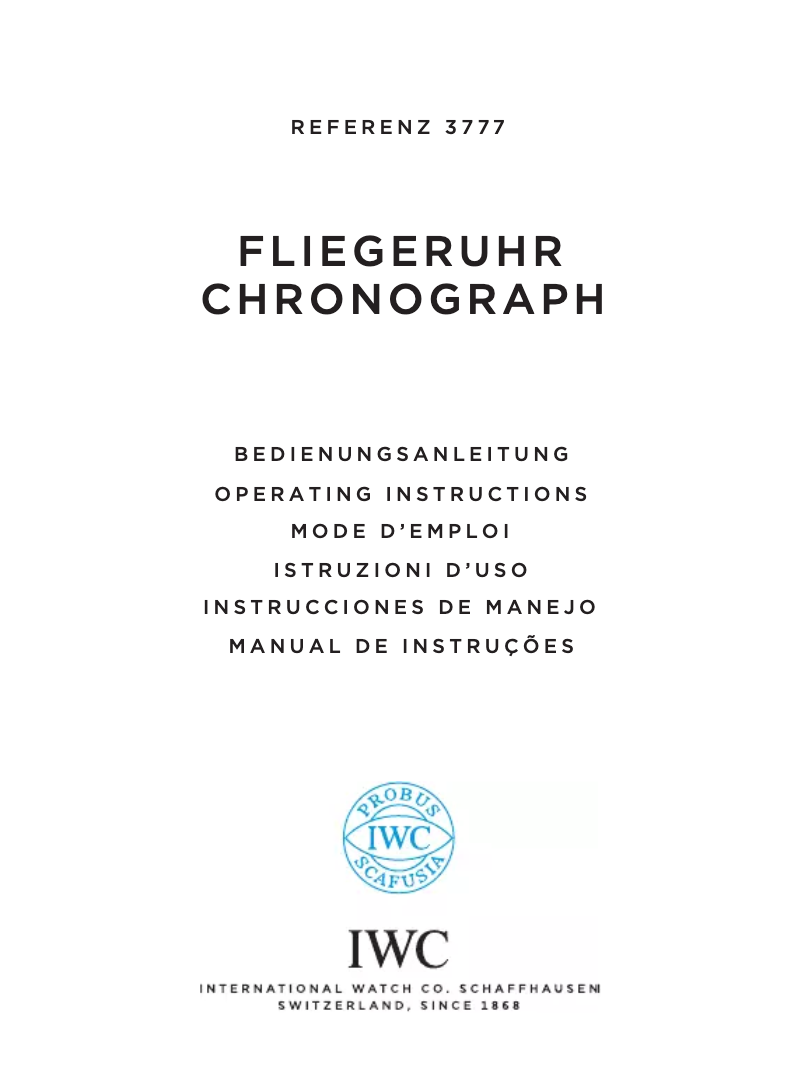 First page image of the manual for Pilot Chronograph 3777