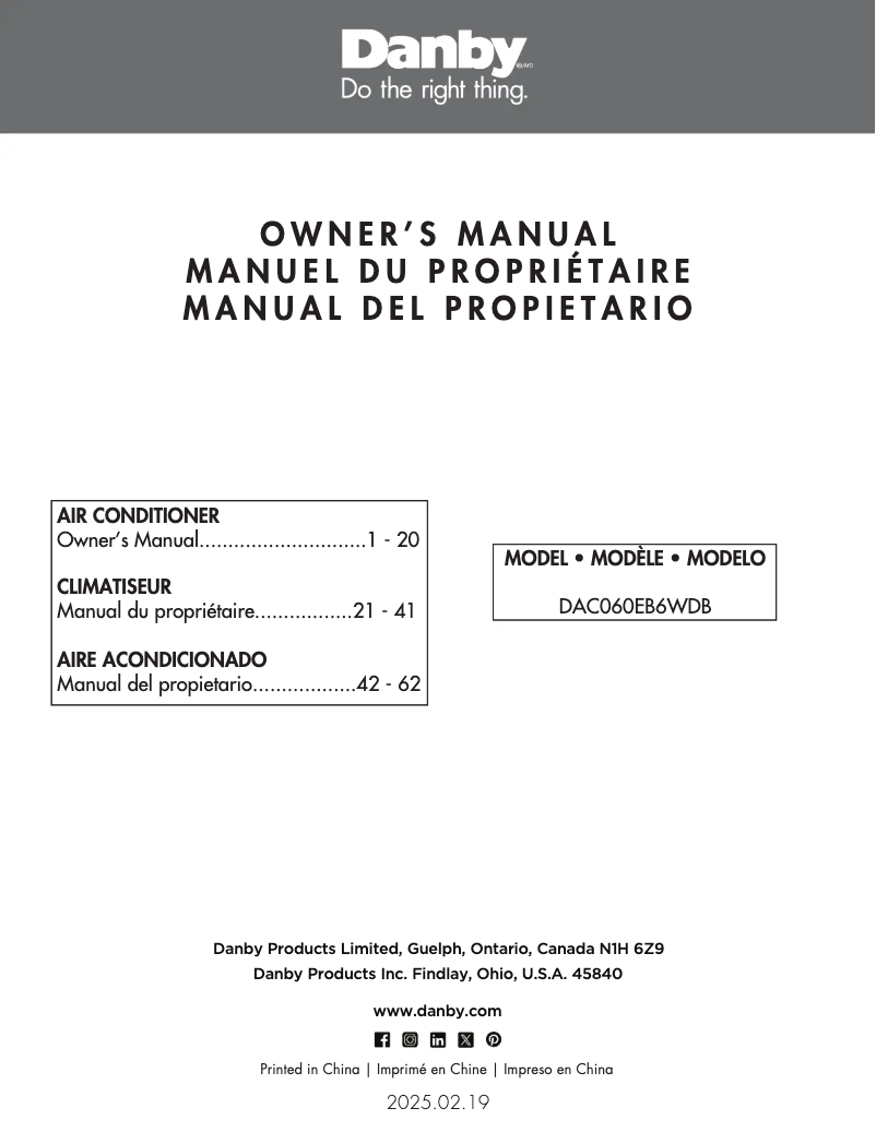 First page image of the manual for DAC060EB6WDB