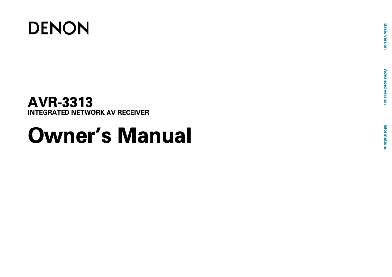 First page image of the manual for AVR3313SPE2