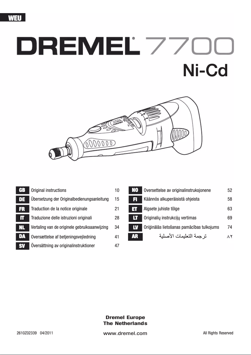 Page 1 of the manual User Manual Dremel 7700