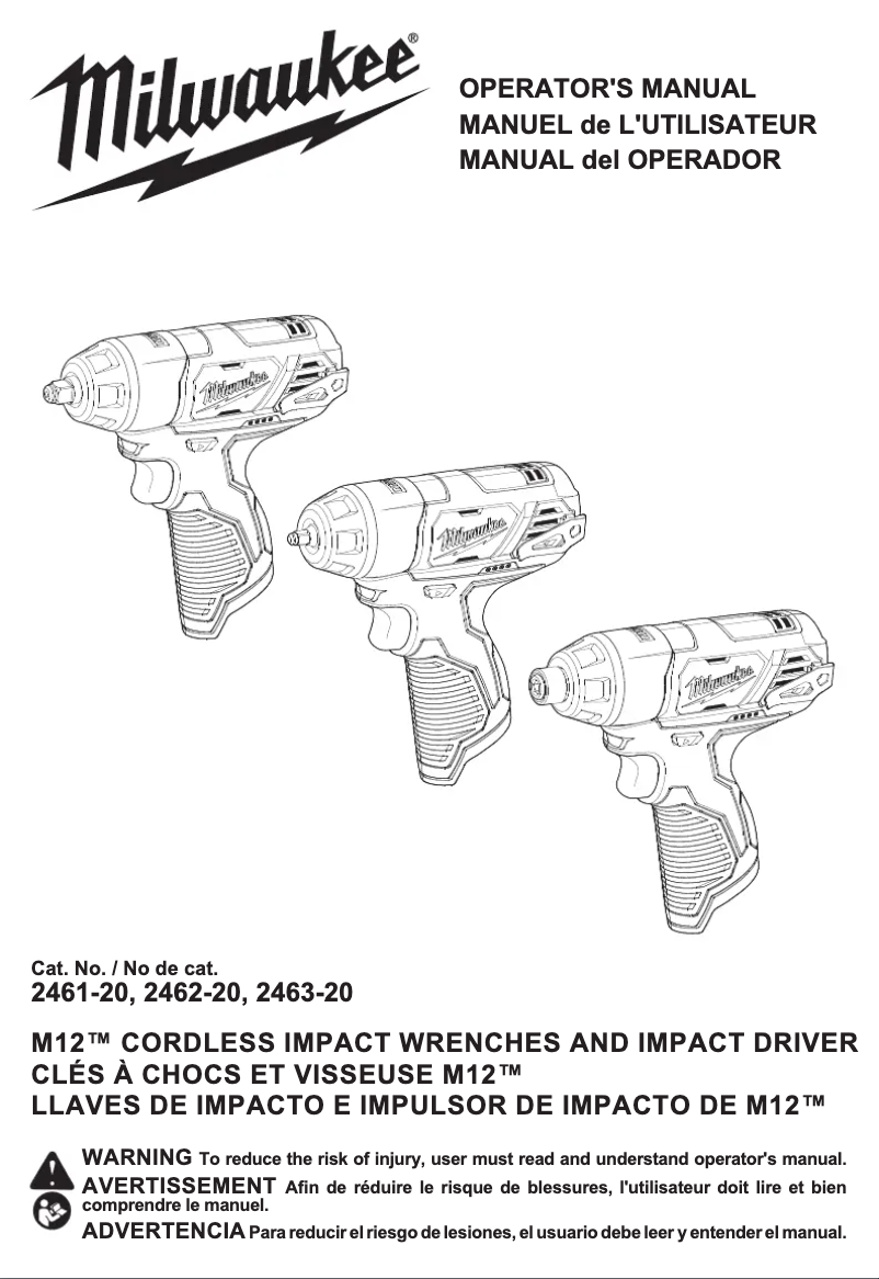 Page 1 of the manual User Manual Milwaukee M12 2461-22