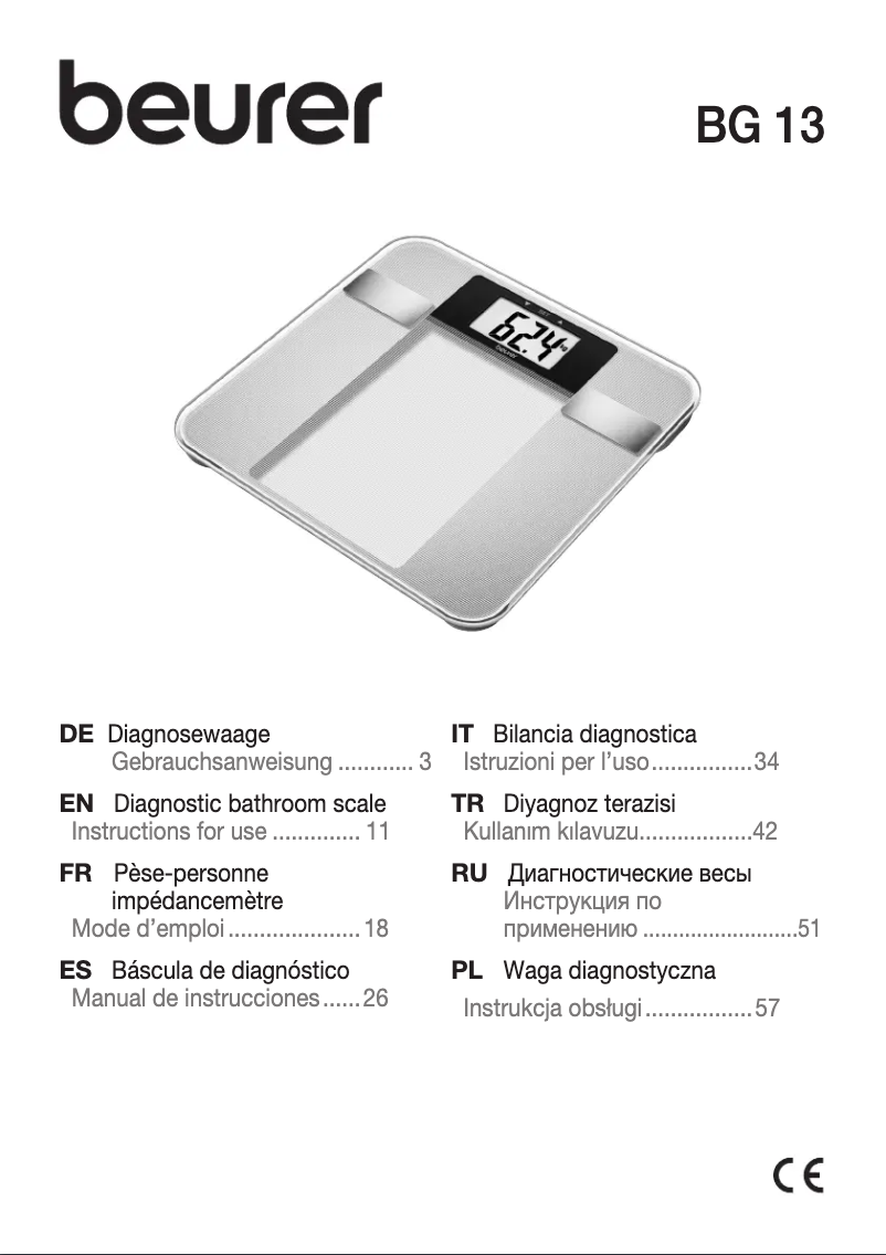 Page 1 of the manual User Manual Beurer BG 13