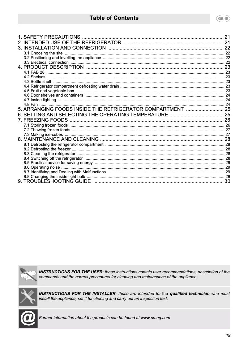 First page image of the manual for FAB 28 LUJ