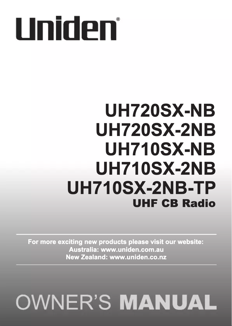 Page 1 of the manual User Manual Uniden UH710SX-NB