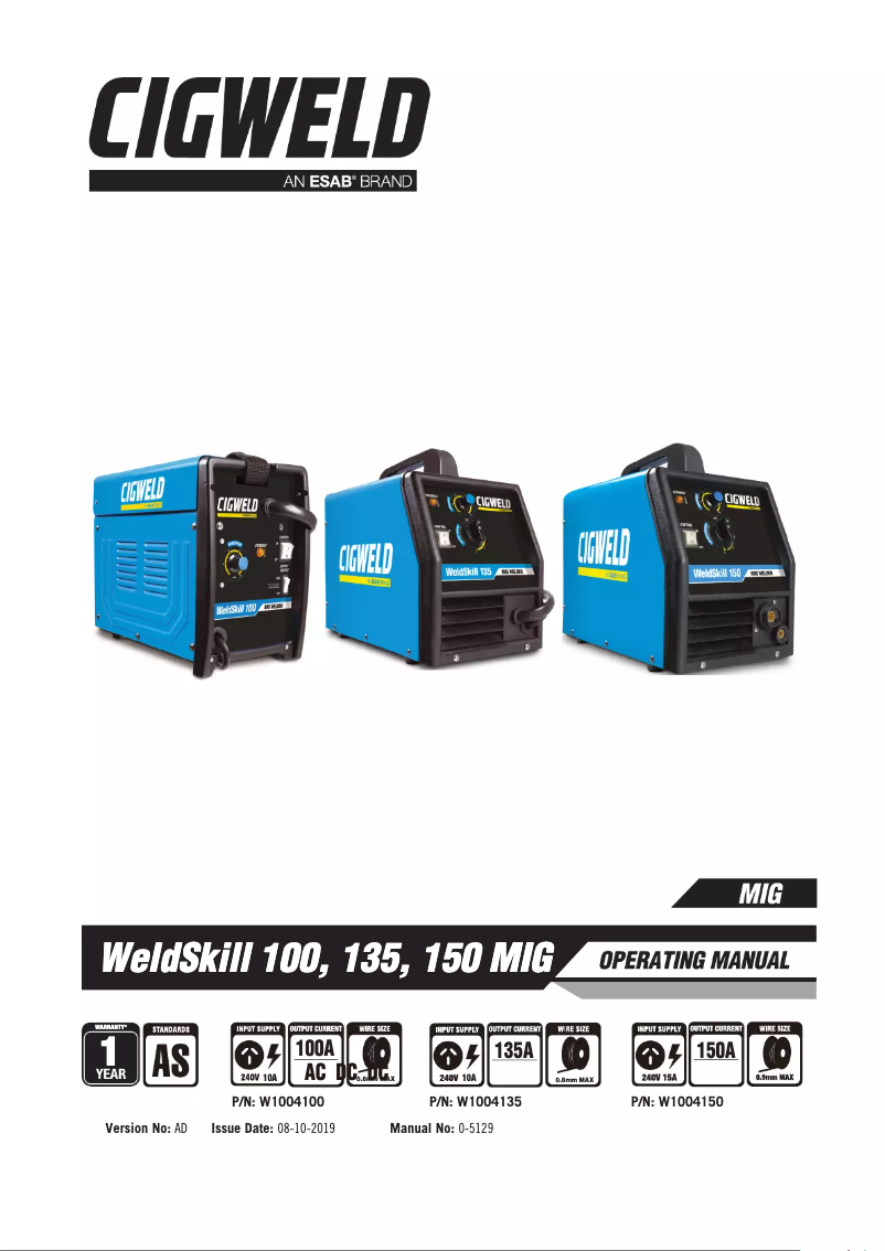 First page image of the manual for WeldSkill 100