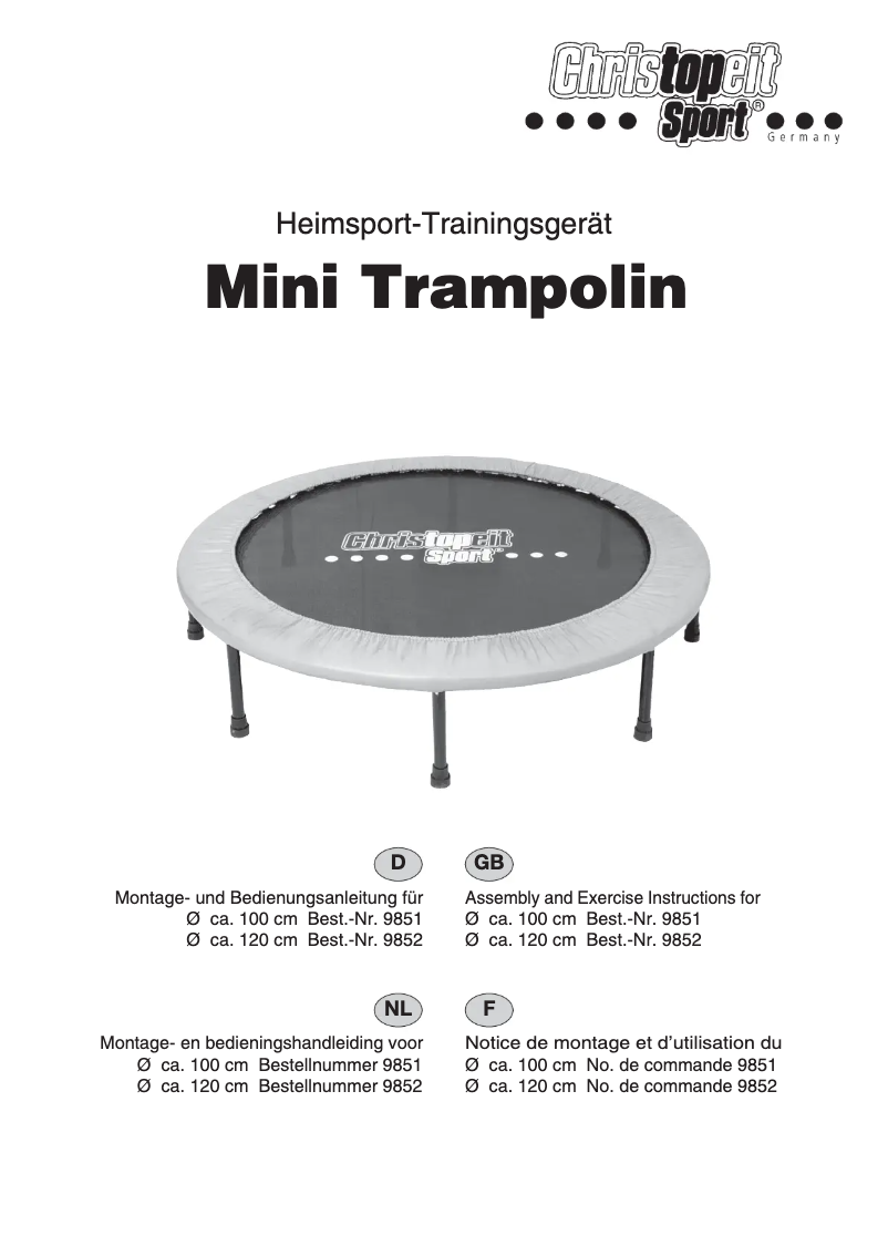 Page 1 of the manual User Manual Christopeit Trampolin