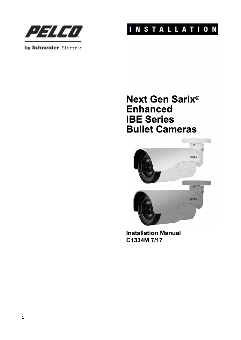 Page 1 of the manual User Manual Pelco Sarix Enhanced IBE322-1I