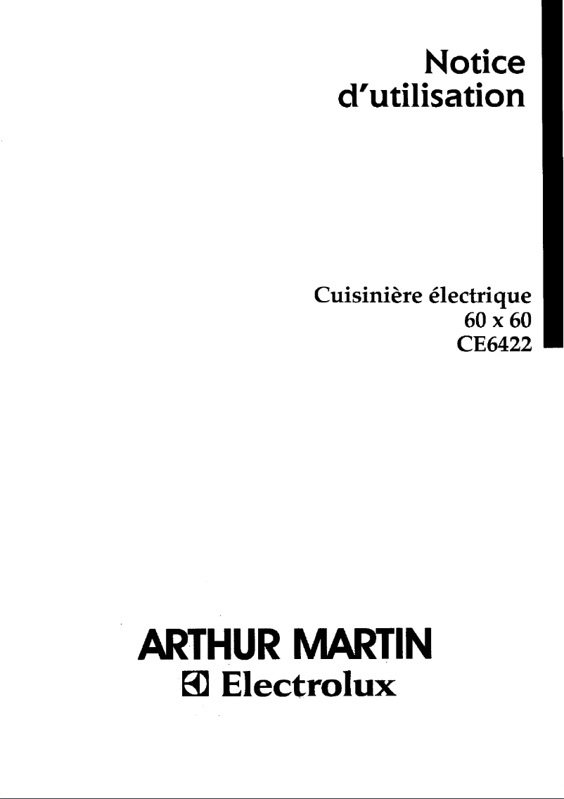Page 1 of the manual User Manual Arthur Martin-Electrolux CE6422