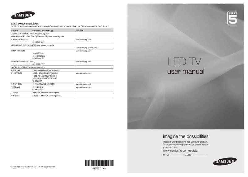 Page 1 of the manual User Manual Samsung UA46C5000