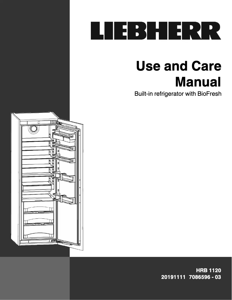 Page 1 of the manual Use and Maintenance Manual Liebherr HRB-1120
