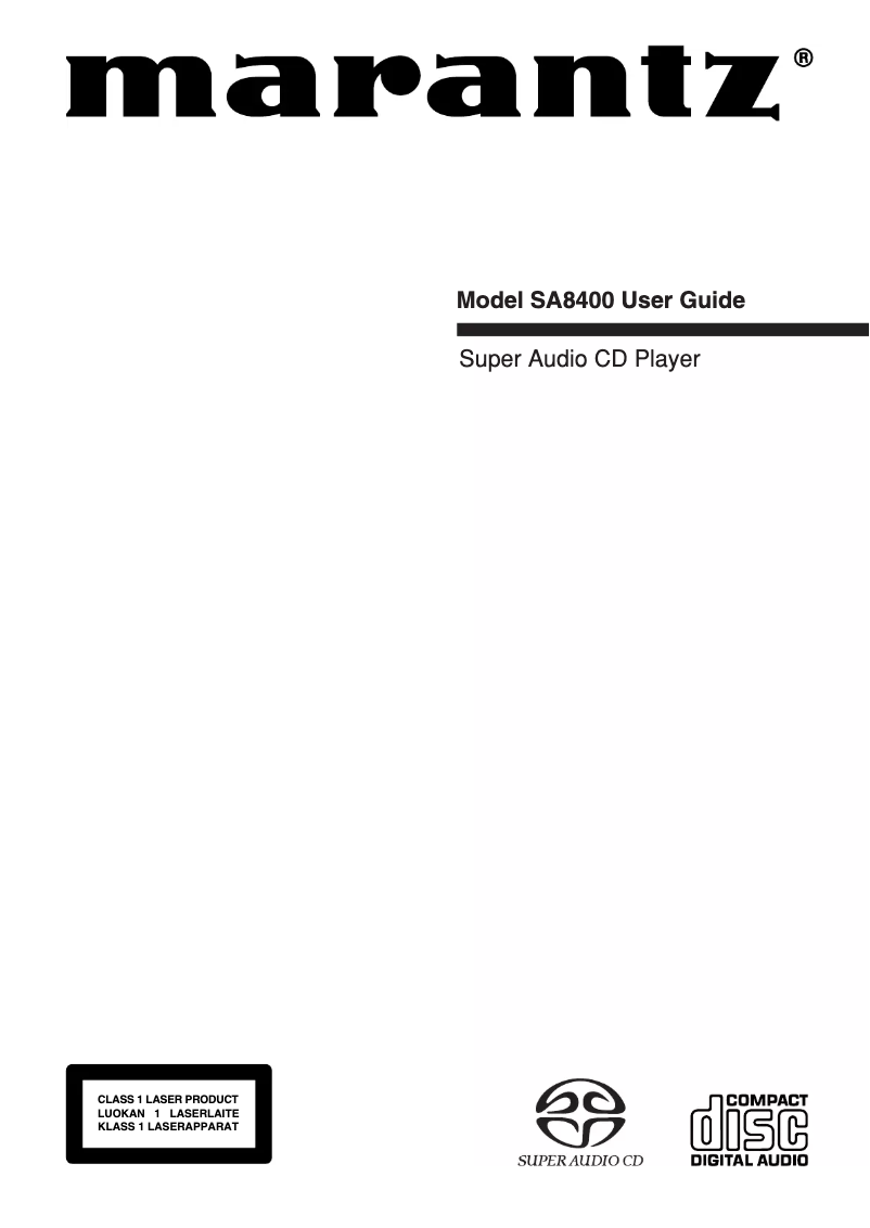 Page 1 of the manual User Manual Marantz SA8400