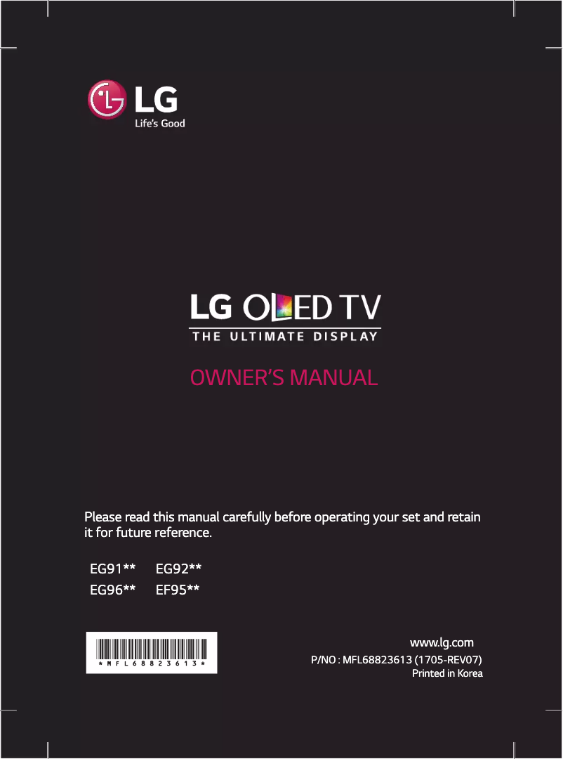 First page image of the manual for 65EF950V