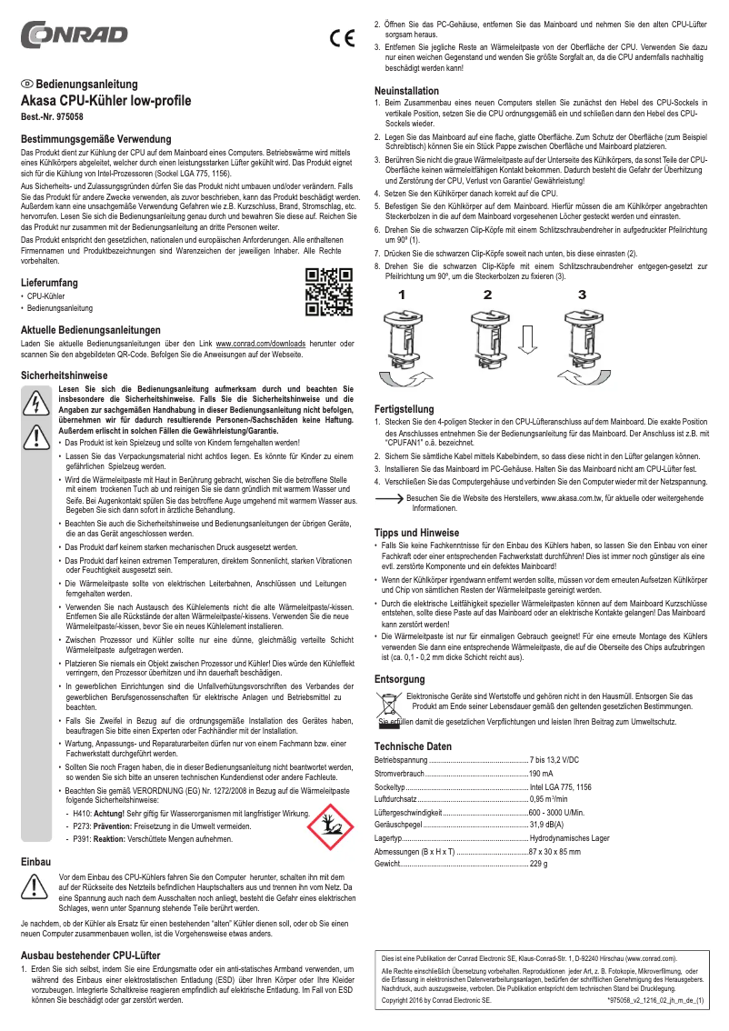 First page image of the manual for AK-CCE-7106HP