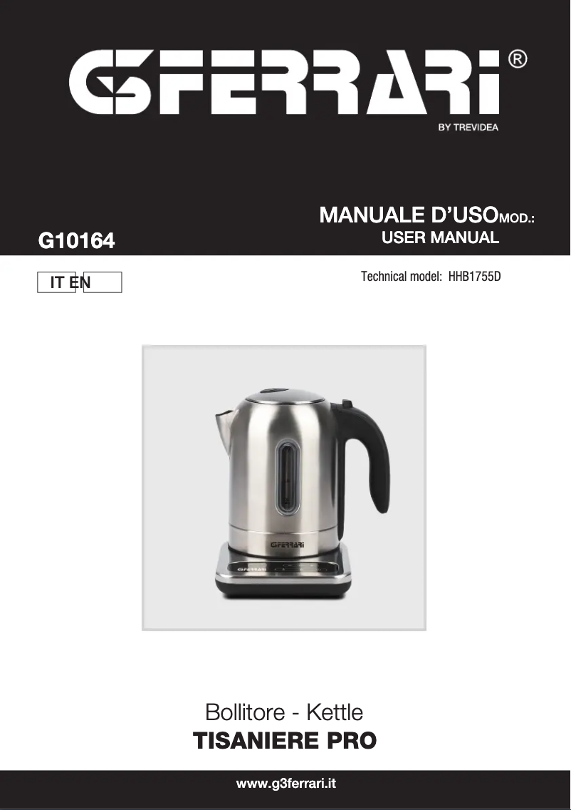 Page 1 de la notice Manuel utilisateur G3 Ferrari Tisaniere Pro G10164