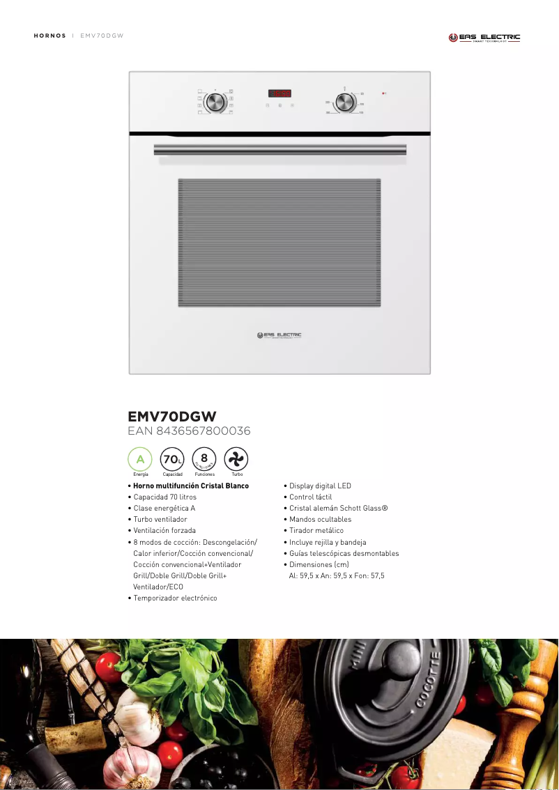 Page 1 of the manual Technical Sheet EAS Electric EMV70DGW