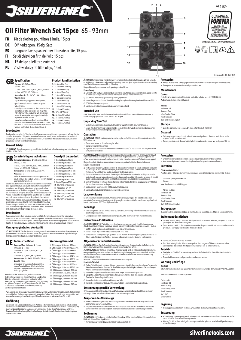 First page image of the manual for 952159