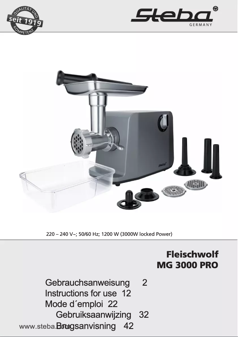 Page 1 of the manual User Manual Steba MG 3000 Pro