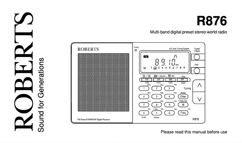 Page 1 of the manual User Manual Roberts R876