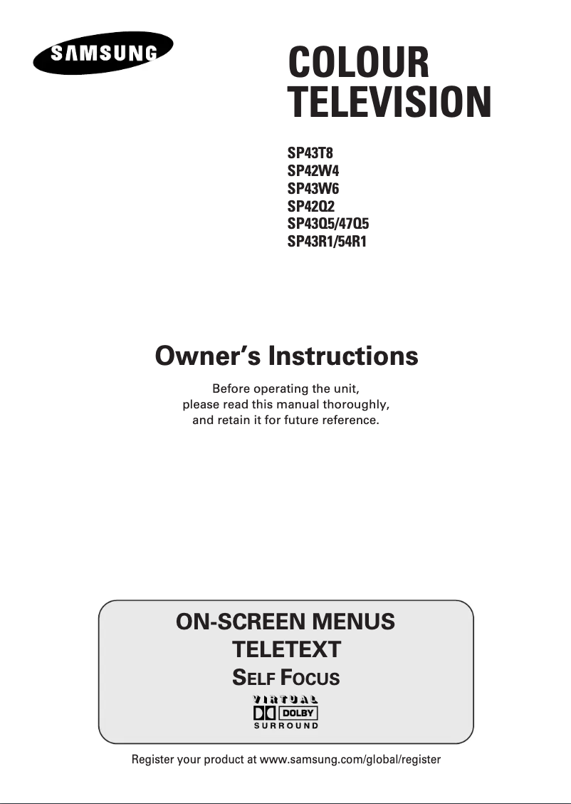 Page 1 of the manual User Manual Samsung SP-43T8HL