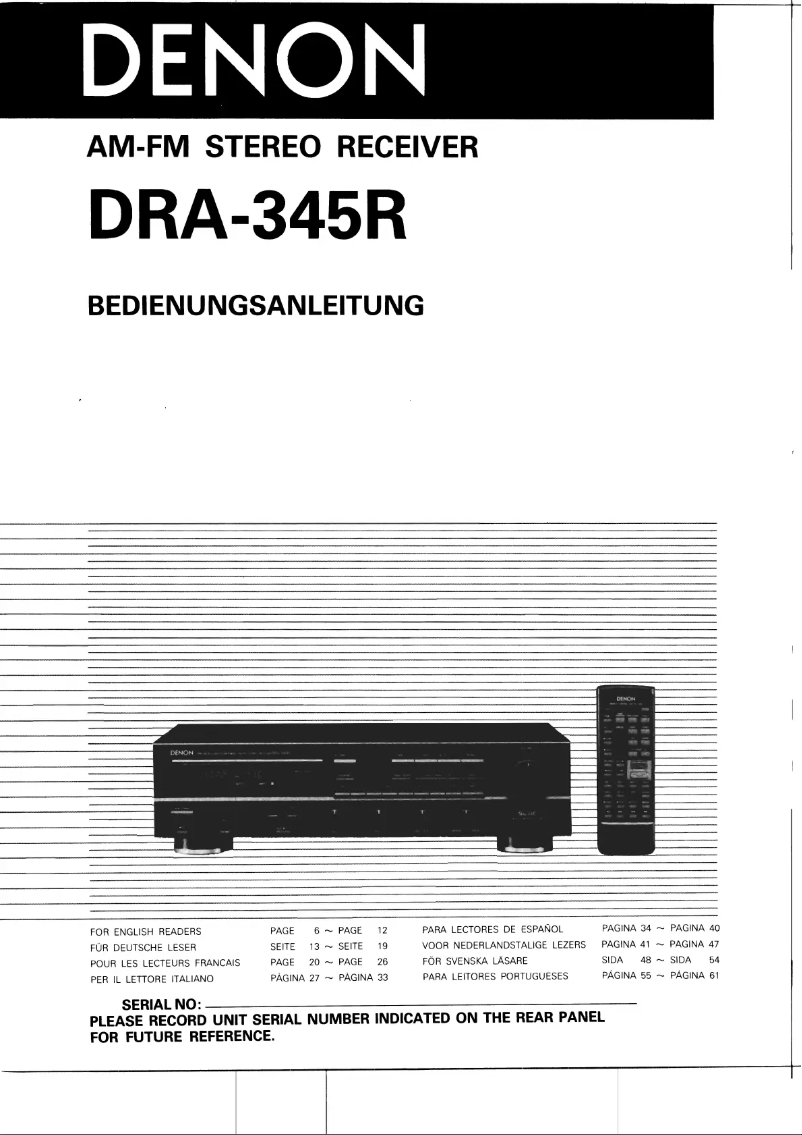 First page image of the manual for DRA-345R