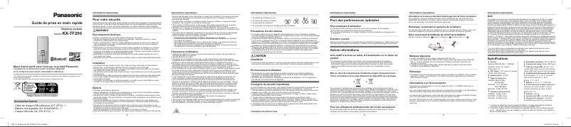 Page 1 of the manual Quick Start Guide Panasonic KX-TF200