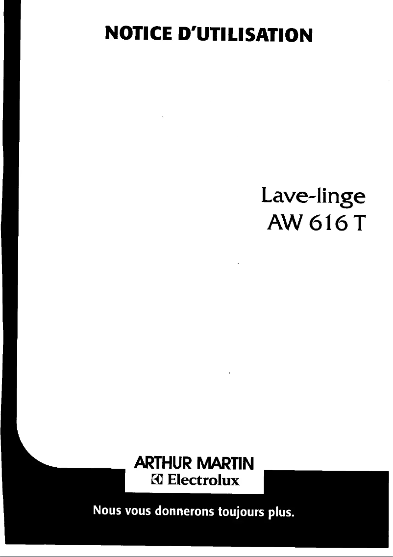 Page 1 of the manual User Manual Arthur Martin-Electrolux AW 616 T