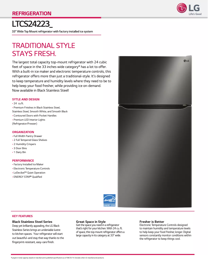 First page image of the manual for LTCS24223D