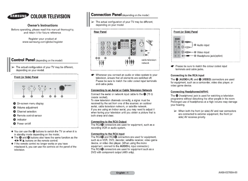 First page image of the manual for CS-21Z43SN