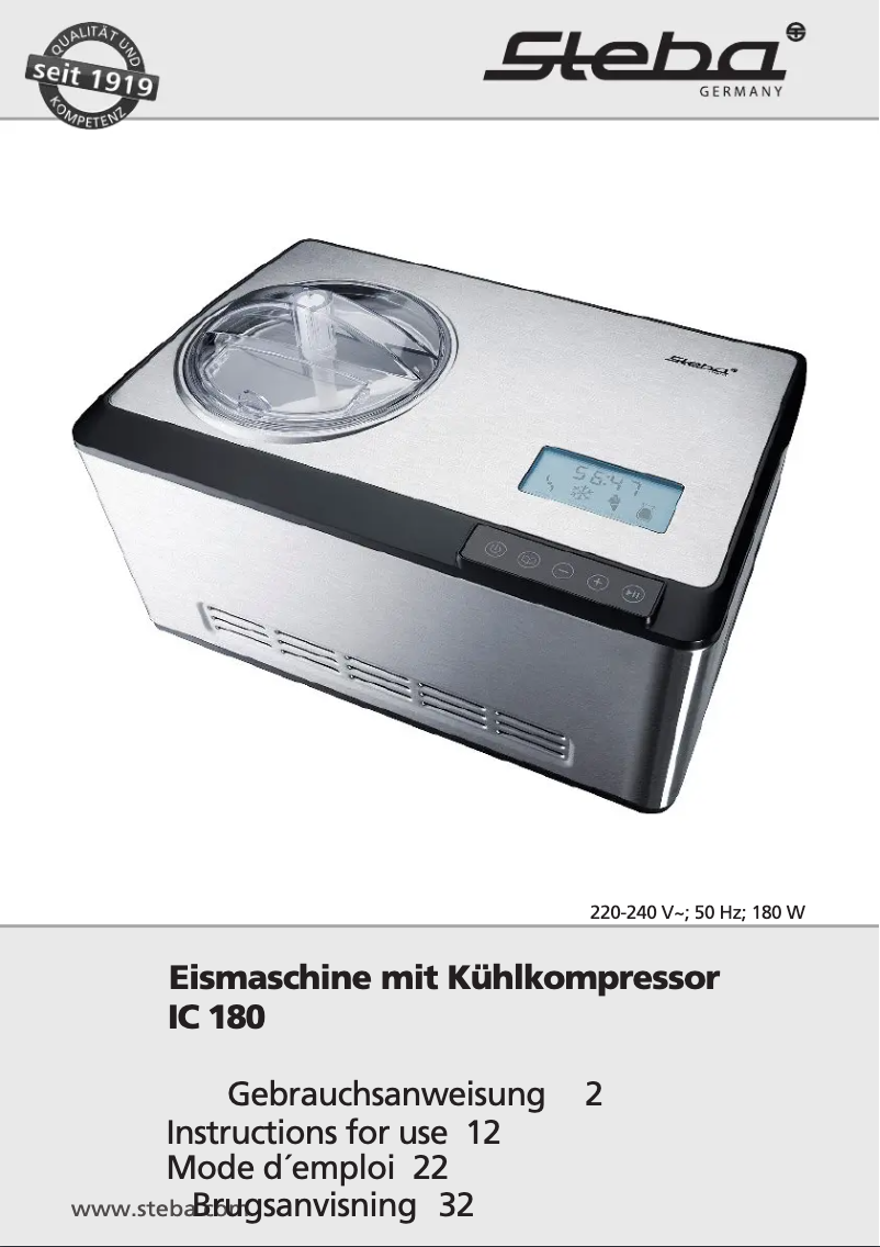 First page image of the manual for IC 180