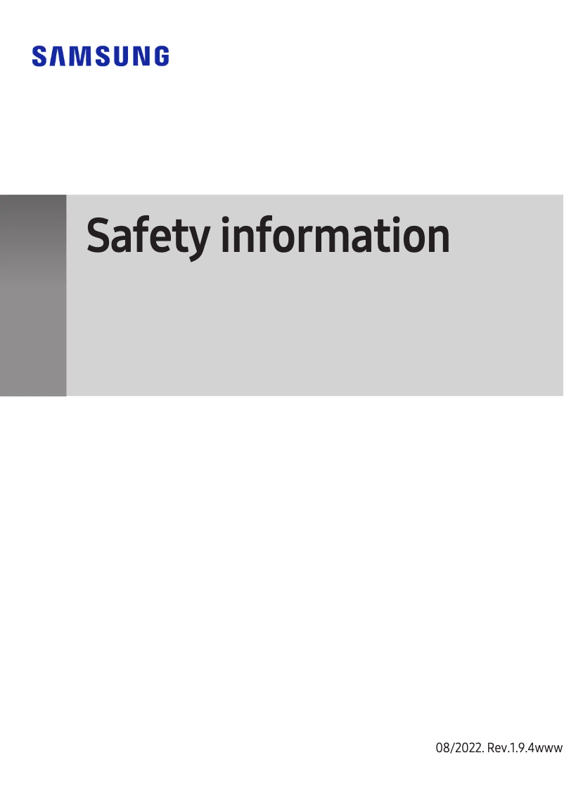Page 1 of the manual Safety Instructions Samsung Galaxy A72