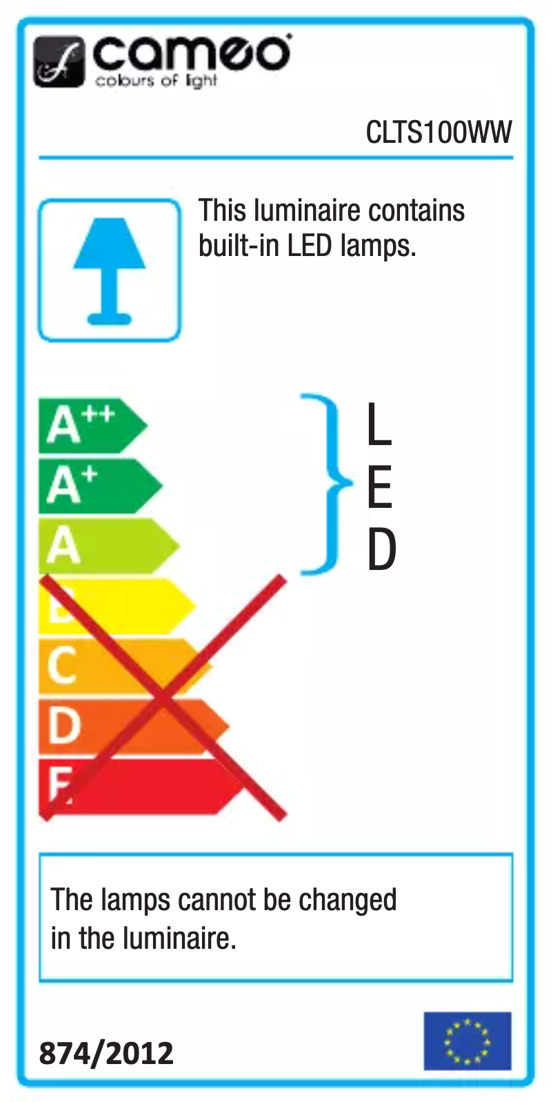Page 1 of the manual Technical Sheet Cameo TS 100 WW