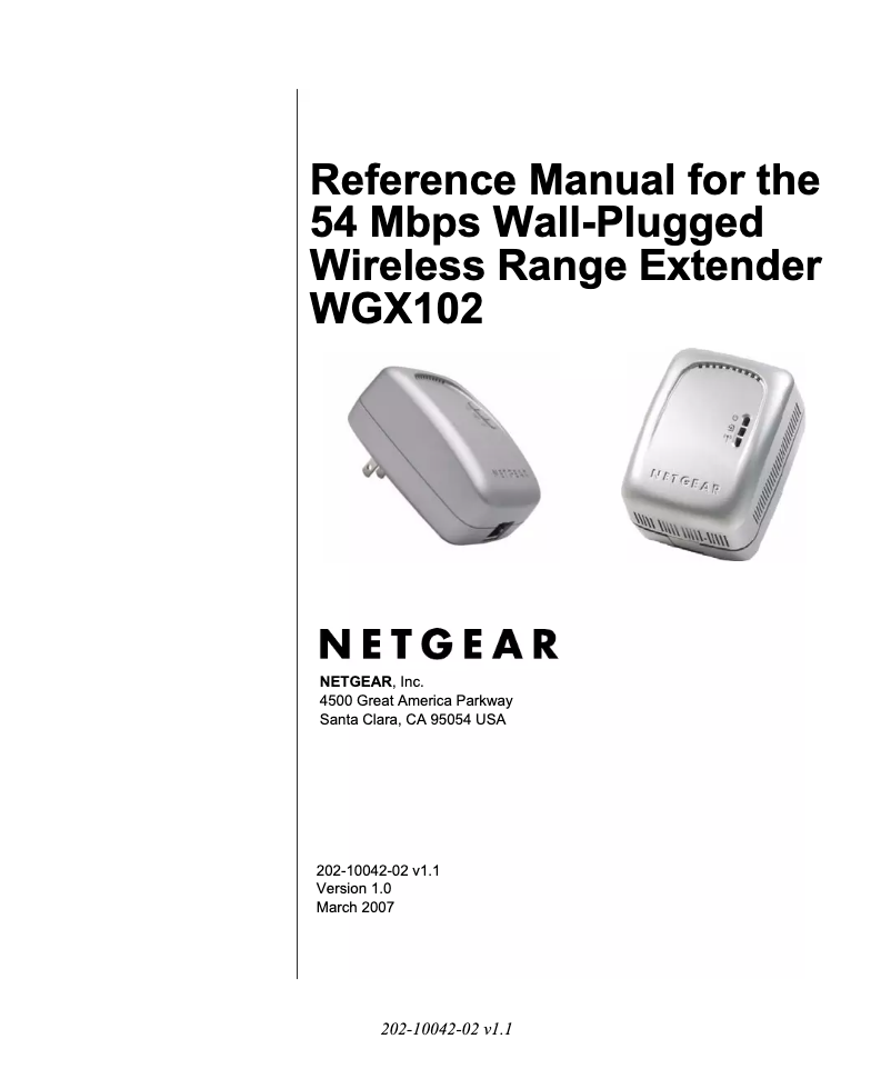 Page 1 de la notice Manuel utilisateur Netgear WGX102