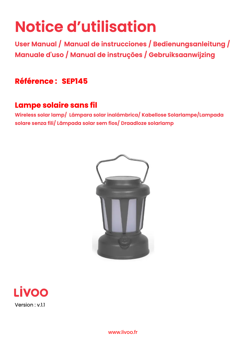 First page image of the manual for SEP145