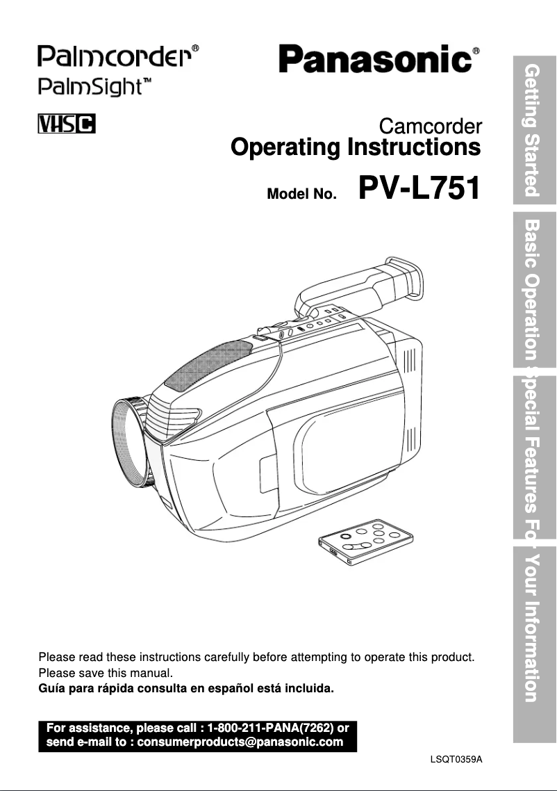 Page 1 of the manual User Manual Panasonic PV-L751