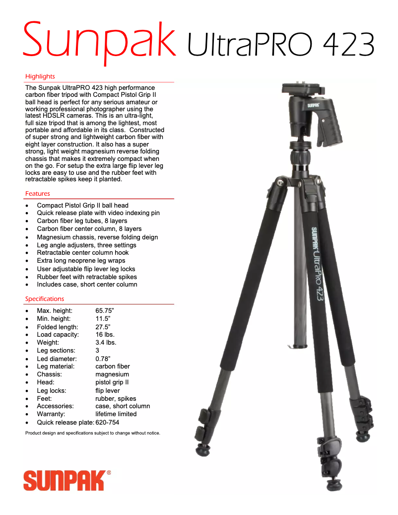 First page image of the manual for UltraPRO 423
