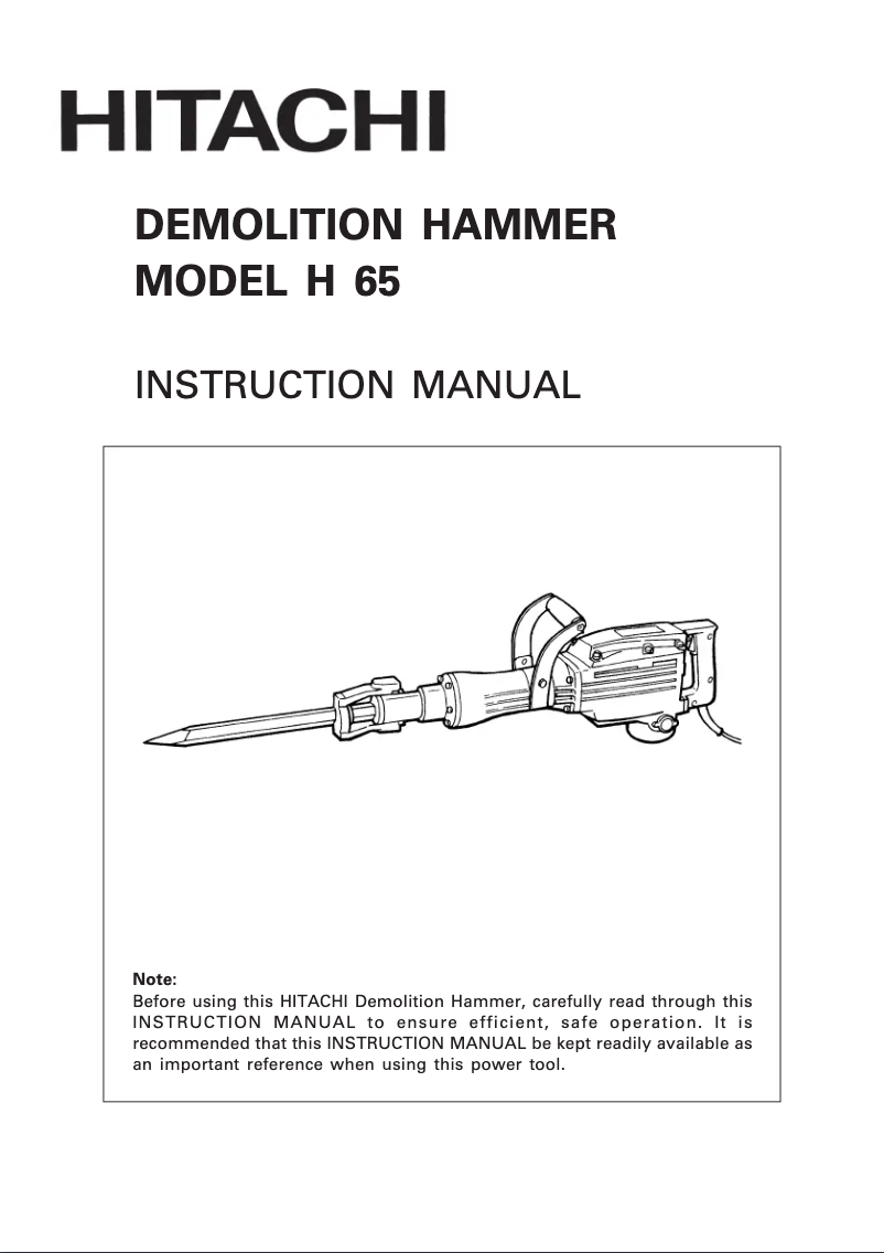 Page 1 of the manual User Manual Hitachi H 65