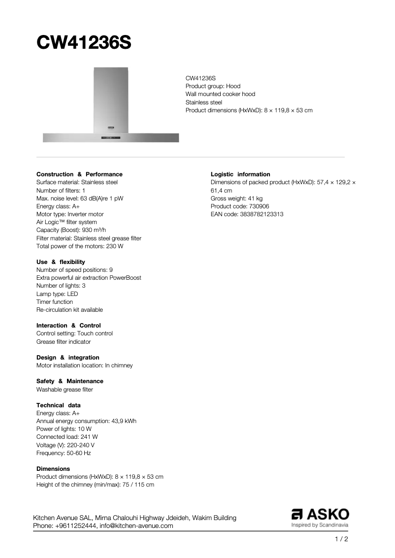 First page image of the manual for CW41236S