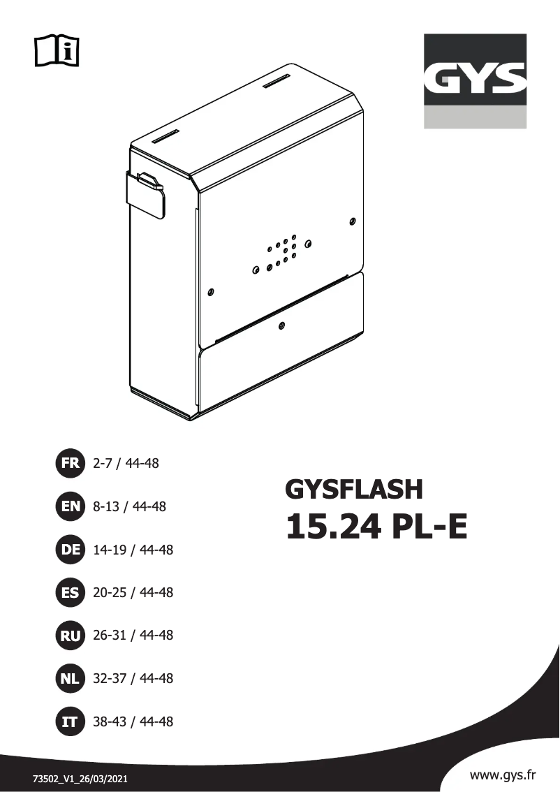 First page image of the manual for Gysflash 15.24 Pl-E