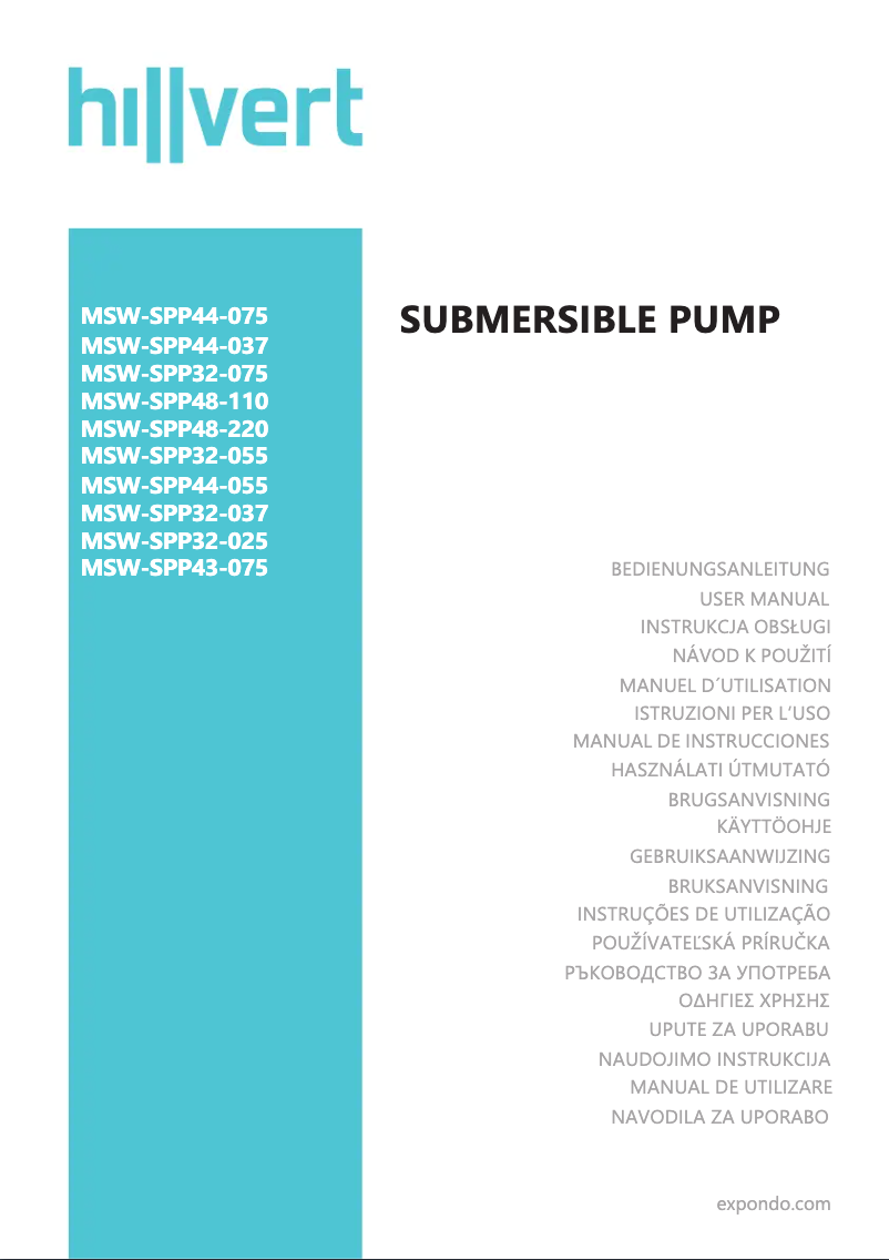 First page image of the manual for MSW-SPP43-075