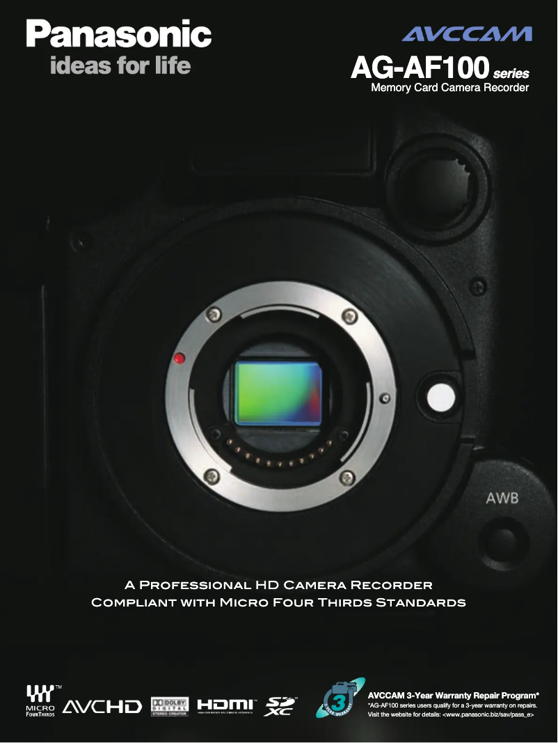 First page image of the manual for AG-AF101A