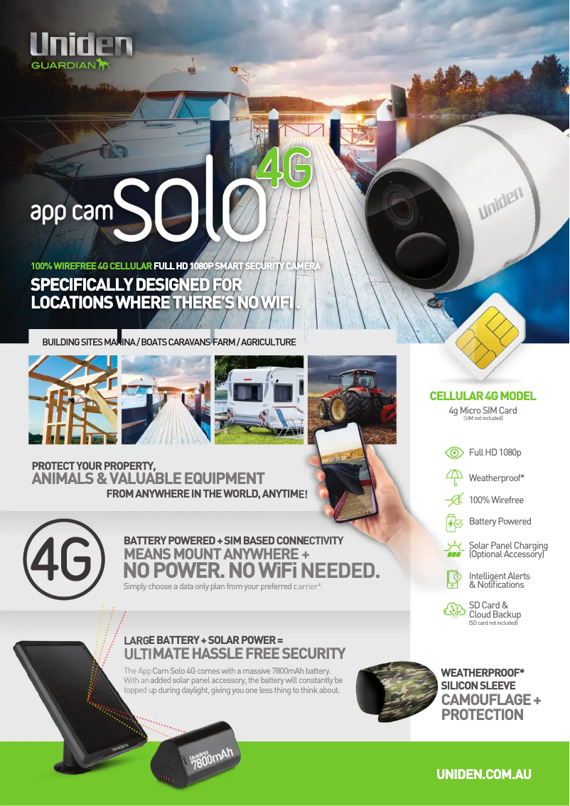 First page image of the manual for App Cam Solo 4G
